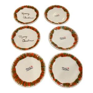 Butter pats with Festive Merry Christmas red green border 4 inches